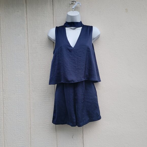 missguided blue sleeveless cut out  romper wmns sz 2 - Picture 1 of 5